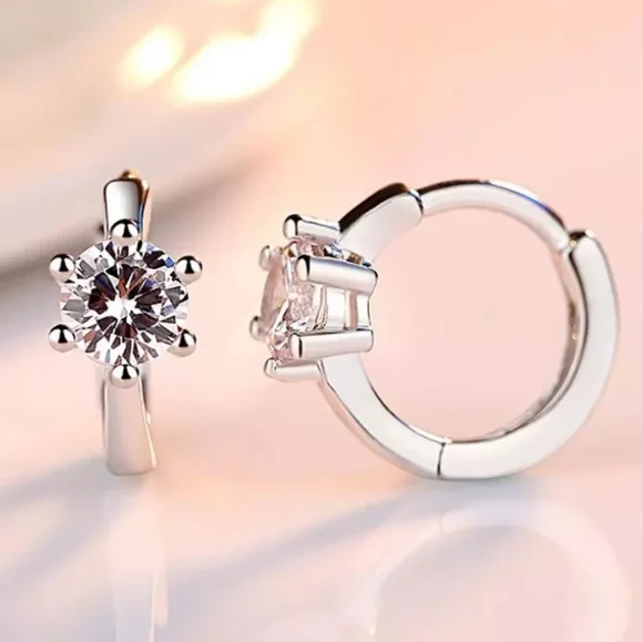 Pretty Small Round Diamond Earrings - Picture 3 of 7